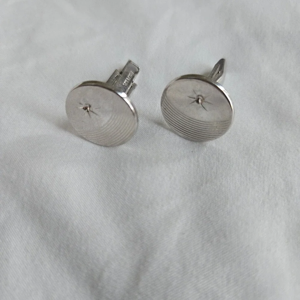 VTG Atomic Starburst Silver Cufflinks Unbranded Cuff Links OS Mens Silver Etched